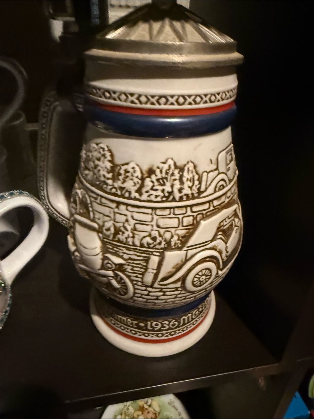 Avon Ceramic Decorative Stein vintage 1979 “classic cars “ stein